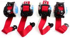 Red Seatbelts Front & Rear Set