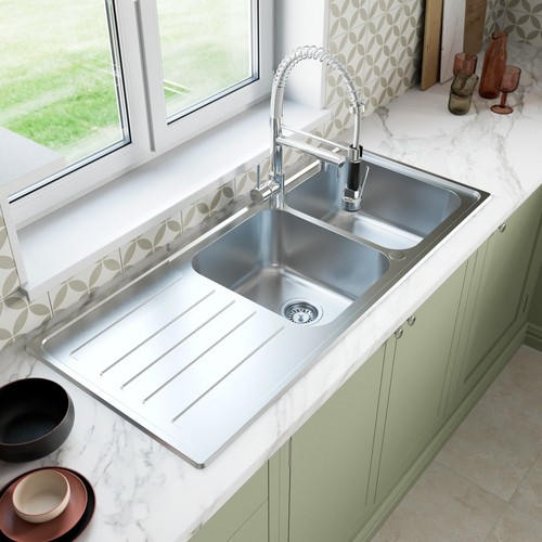 Stainless steel double bowl - stainless,