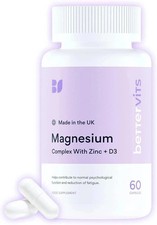 Bettervits Magnesium Glycinate Complex Citrate, Zinc & Vitamin-D3 60 Caps UK
