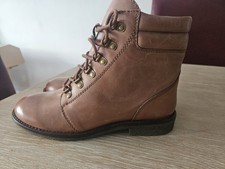 NEW House Of Bruar Tall Leather Ankle Boots In Light Tan Size 6