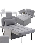 4-in-1 Foldable Sleeper Chair Bed Adjustable Recliner Lounge Sofa Guest Ottoman