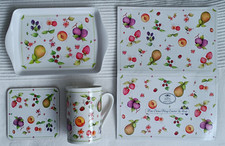 Fine china Mug, Coaster & Tray