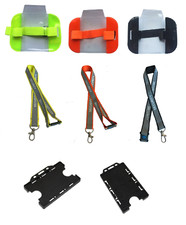 Security Reflective Armband for Sia Card + reflective Lanyard + Double id Holder