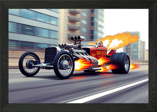 Dragster launching fire - launching, from