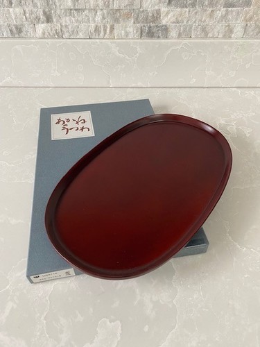 Japanese oval wooden lacquered