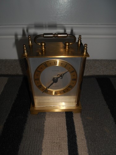 Brass carriage clock clear - brass, clock,