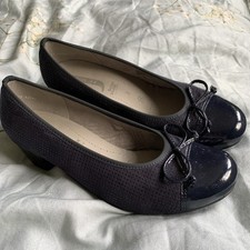 Luftpolster Jenny Size 3 Blue Patent & Suede Leather Low Heel Comfort Shoes
