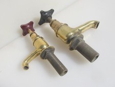 Antique Brass Taps Sink Basin Caps Vintage Old Faucet Art Deco