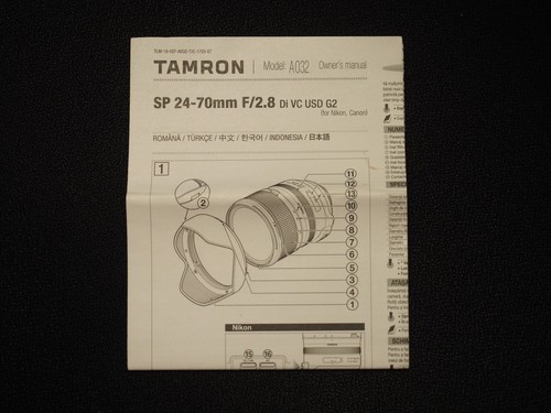 Tamron 70mm 8 - 24-70mm, f2.8