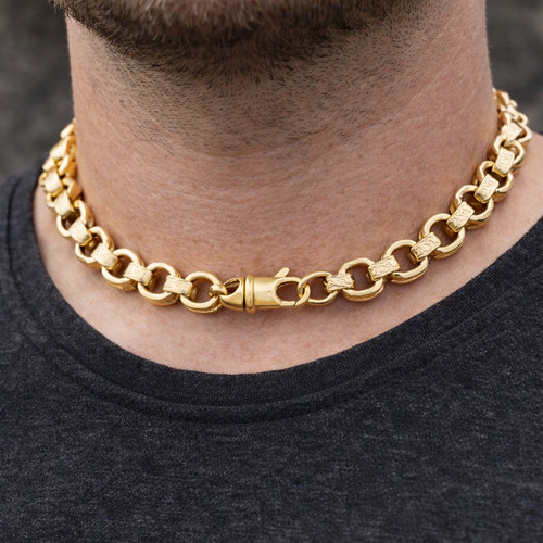 18ct gold patterned belcher - gold,