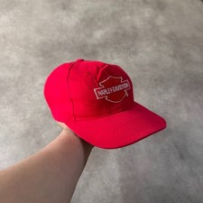 Harley Davidson Snapback Hat Mens One Size Biker Embroidered Cap Red