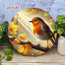 Cute Robin Metal Plaque Garden