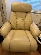 Cream Leather Swivel Recliner