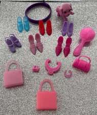 Vintage Barbie Accessories Bundle - Shoes, Puppy, Hairbrush, Handbags