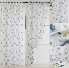 DINOSAUR Multi Kids Boys & Girls Sheer Voile Curtain Panel TAB TOP or SLOT TOP