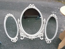 Vintage triple bedroom dressing table mirror Fancy white frame *COLLECTION WR5*