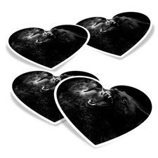 4x Heart Vinyl Stickers Fierce Black Wolves Wolf Dog Fight #52841