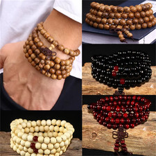 Tibetan 108 Mala Prayer Beads Sandalwood Buddhist Bracelet Necklace Meditation