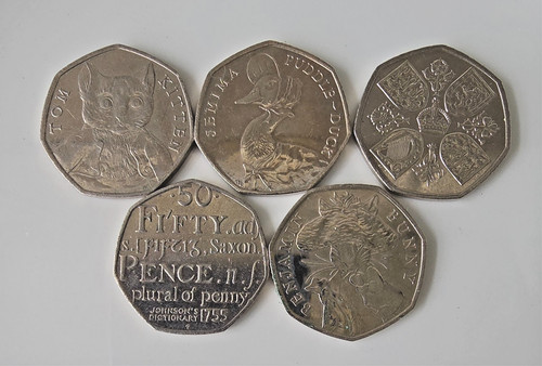 British 50p coin - british,