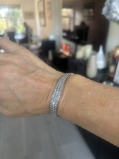 QVC Diamonique Sterling Silver Hallmarked 3 Row Slider Bracelet