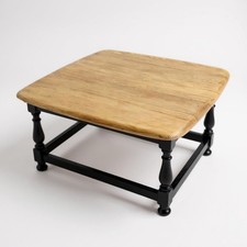Ercol Black Blonde Coffee Table Vintage Elm with Hand-Painted Base Mid-Century