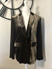 Zara Blazer Velvet Browny Green Jacket Tuxedo Medium Uk 10 12 Occasion