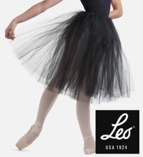 Tutu Ballet Length Black Adult One Size Skirt Waist 24-33” Length 24” by Leo NEW