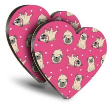 2x Heart MDF Coasters -