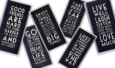 East Of India Distressed Finish Wooden Long Black Message Plaques Signs