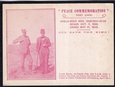 1902 BOER WAR - PEACE COMMEMORATION POSTCARD -- LOUIS BOTHA, SCHALK BURGER