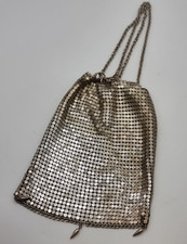 Vintage Antique Mesh Chain Mail Mini Coin Purse Flapper Bag Handbag Silver Tone