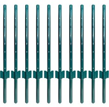 Metal Fence Posts 91cm / 3ft Pack of 10 No-Dig Garden U-Posts Green Steel