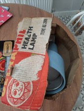 Philips Health lamp Vintage 60s 70s Blue Grey Working Original Mid Century base