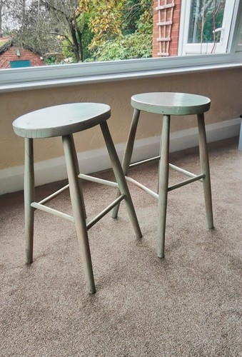 Pair vintage school lab - pair, stools