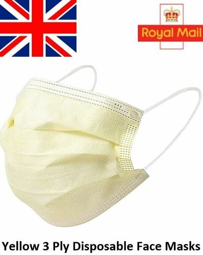 Yellow disposable face masks - face,