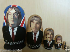 THE BEATLES RUSSIAN DOLL SET OF 5 BABUSHKA MATRYOSHKA HAND PAINTED COLLECTABLE