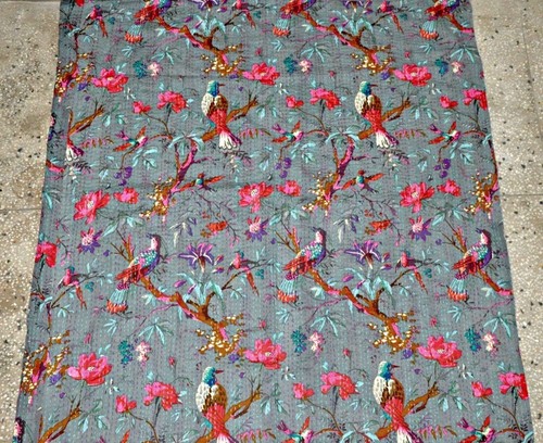 Indian kantha twin quilt - indian,