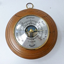 Vintage Daymaster Barometer English Wall Hanging Round Turned Walnut