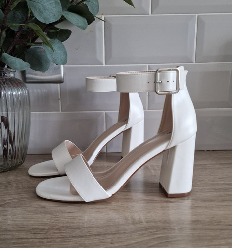 Women white block heel - white,