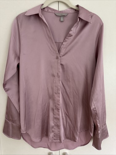Pale pink satin blouse - h,