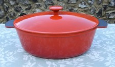 Le Creuset Style Casserole Large 33 cm  Dutch Oven Cast Iron orange France 