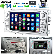 DAB+ 7"Car Stereo Radio Ford Focus 2 Mondeo Android14 Apple Carplay GPS WIFI Cam