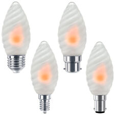 1W LED FLICKER FLAME Candle Light Bulbs Twisted Opal Glass B22 B15 E14 E27