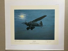  Lysander aviation art print Moonlight by Gerald Coulson Pilot signed