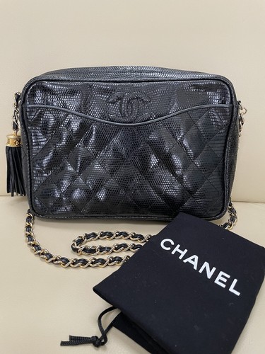 Luxurious chanel black lizard - black,