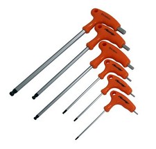 6pc T-Handle Ball Ended Hex Key Set Long Reach Allen Screwdriver Tool H2 - H8mm