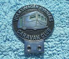 CLASSIC 1970s VOLKSWAGEN OWNERS CARAVAN CLUB CAR BADGE ~VW BULLI/CAMPER VAN RARE