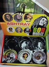 NEW 3.1/4"  1 Thick Round Glass Cigarette Ashtray 3 Bob Marley Design To Choose 