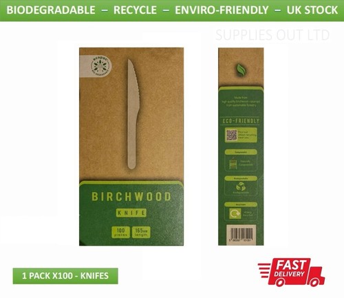 100x wooden knifes cutlery - wooden,