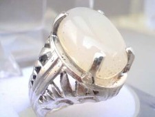 White Agate Ring Natural Gemstone Aqeeq Man Rings 925 Sterling Silver 